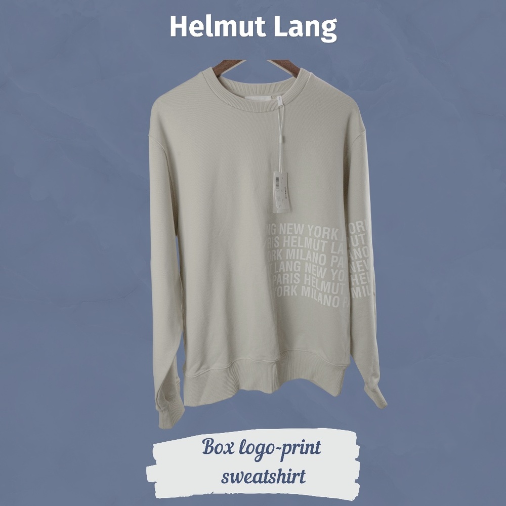 Helmut Lang Box logo-print sweatshirt for Men, color Mist grey/off white, size M